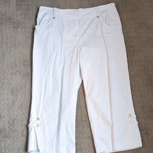 White Capri with Button Accents